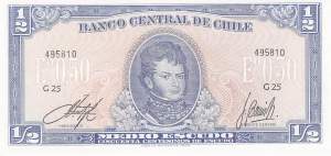 1/2 Escudo Chile p134A a3-1